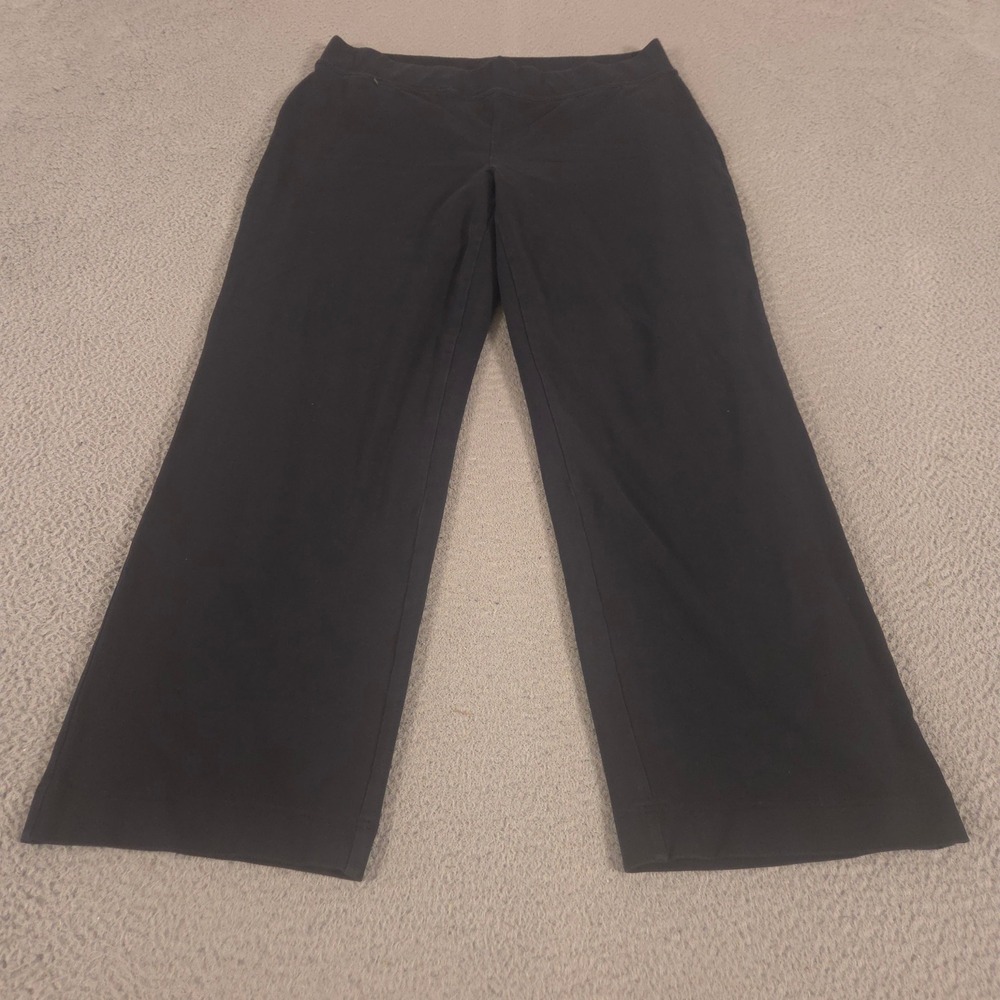 Lands' End Pants Womens XL 18 Black Starfish Straight Leg Cotton Stretch Comfort